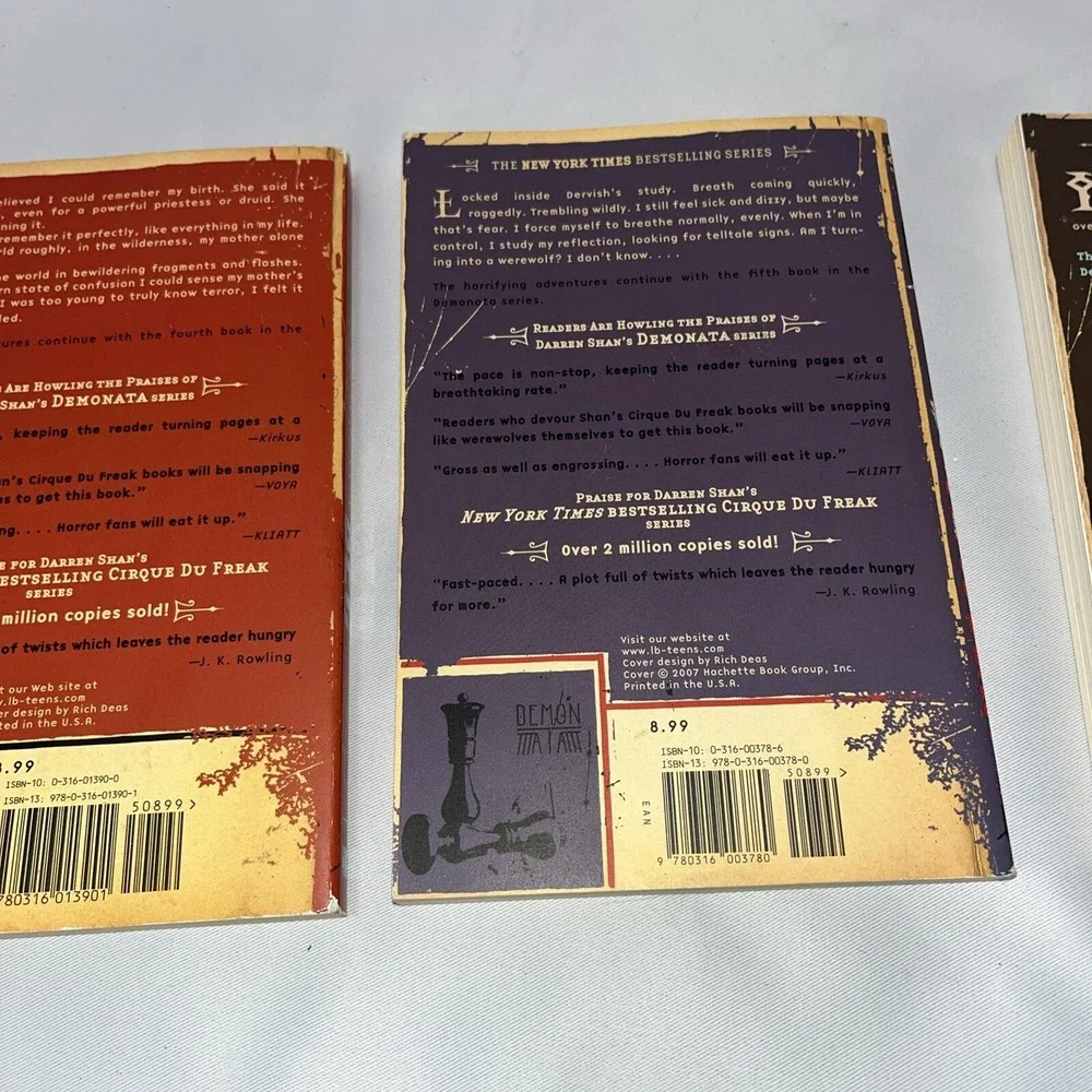THE DEMONATA SERIES paperback books lot of 3‎  BY DARREN SHAN - Books 4,5 And 9